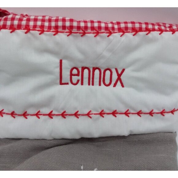 Pottery Barn Lennox Stocking Santa Reindeer Sleigh Holiday Christmas Quilted - Picture 2 of 11